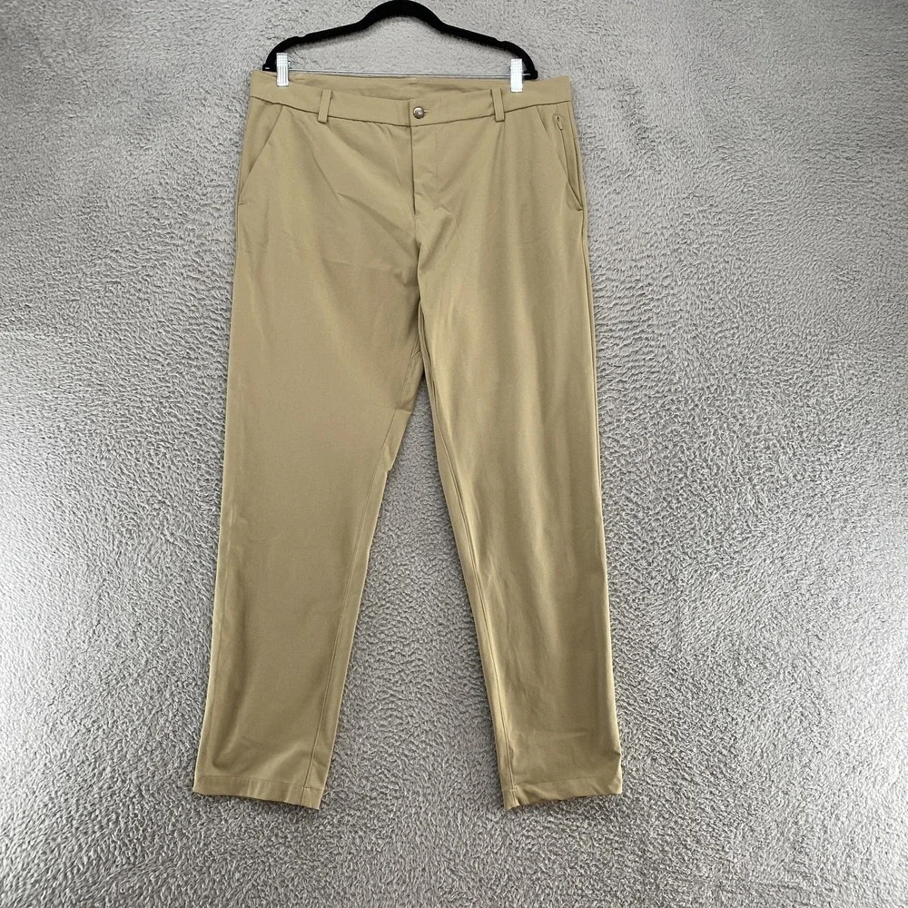 Lululemon Commission Pants Mens 38x32 Beige Stretch Chino Golf Office Work Taper